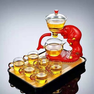 家用客厅懒人茶器配件功夫套装 全套茶杯自动玻璃茶具套装 茶壶