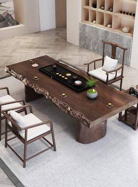 大板茶桌椅组合实茶木功夫几泡桌新中式ZG-67261禅意茶原木子办公