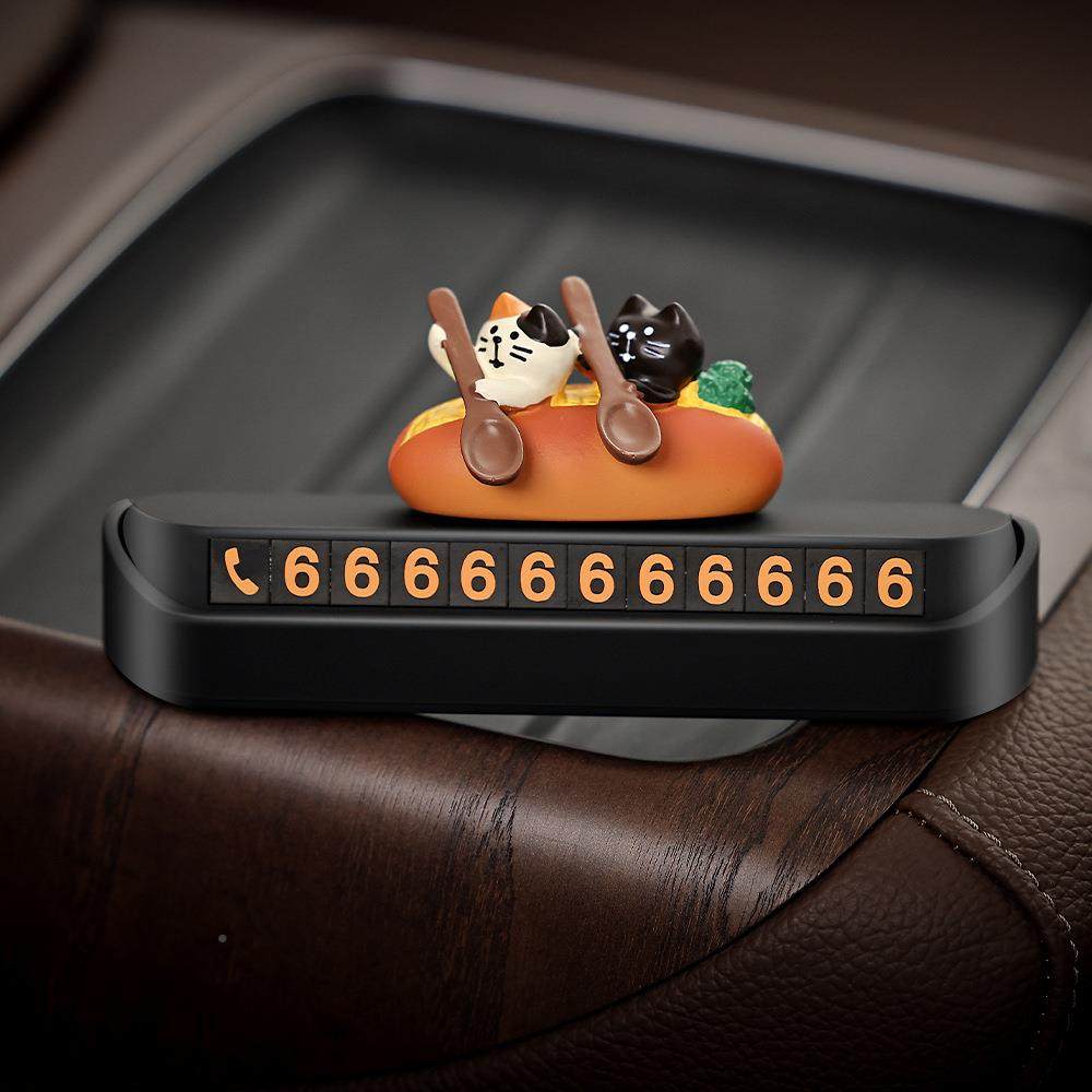 双猫划桨饰汽车临时停车电话号创意挪车牌车牌载摆件装144车内用