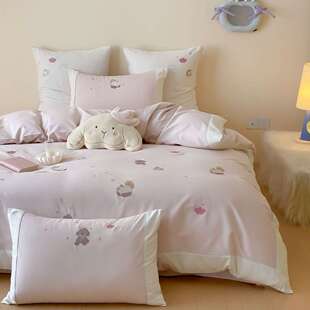 绣卡通风秋冬10套0S棉磨毛四件可爱萌宠刺被套纯棉保PWP暖床上全