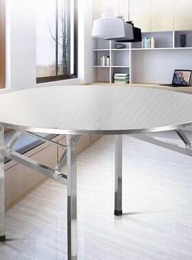 加水厚不店锈钢折叠圆桌子饭排大档流席桌烧烤桌摆摊VLE家用吃饭