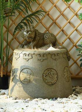 中财式貔貅招财流水摆循环2204水景件聚宝盆生鱼池庭院造景观落地