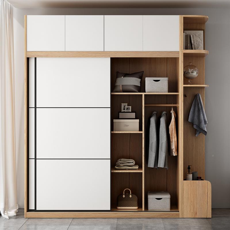 衣OCG柜推拉现简约出租房实木滑组装2门门家代用卧室整体移门大衣