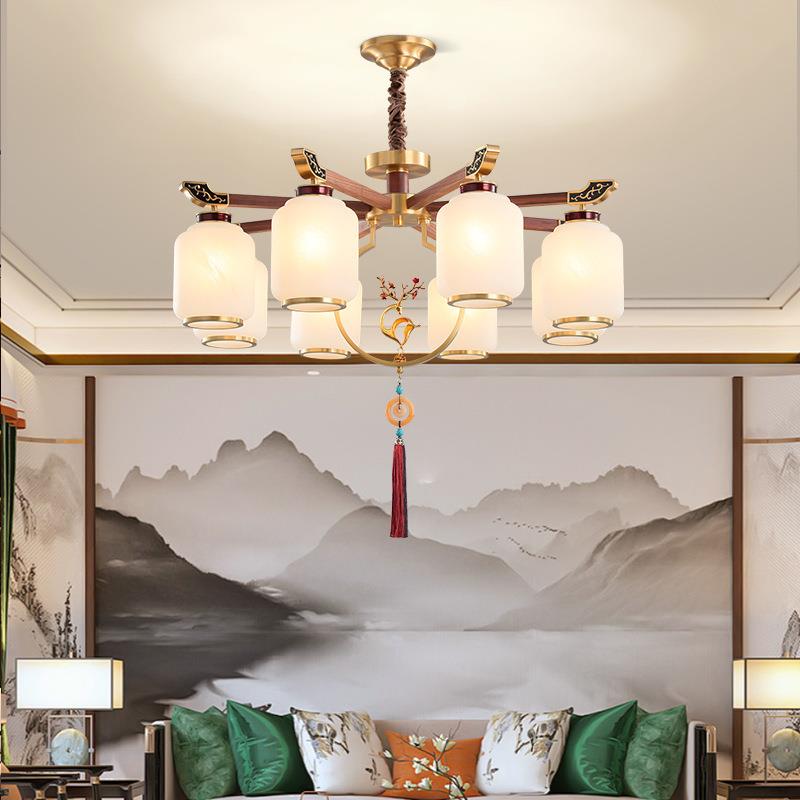 中式全吊灯2025新厅款铜别墅378客厅灯大气餐卧室实木新中国风吸