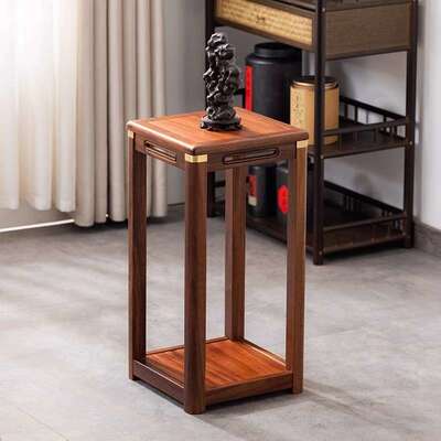 实木EGZ架花台架子中式客厅式室内阳台示展胡桃木置物架落地花盆