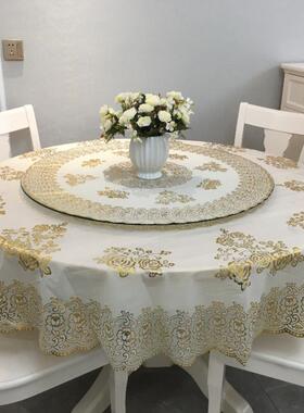 欧式圆台双层桌圆布防水加厚3J821布圆形餐O桌塑大免洗防料油防烫