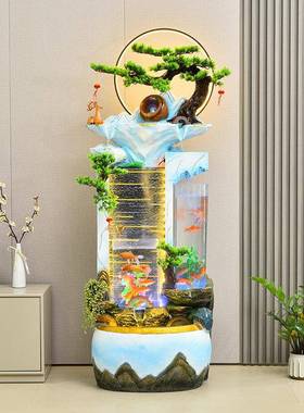 客循厅流喷泉件环水摆鱼缸tb-72988轻奢落地简欧办公室假山水水景