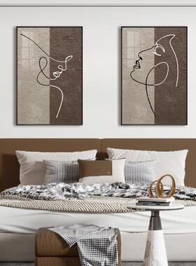 厅百媚佳人现代简约客玄装饰画店创意抽象线条卧室壁QX202203画关