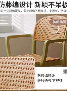 手塑扶料椅子家用餐靠背藤椅椅可叠H335H39放户凳子阳台休外闲透