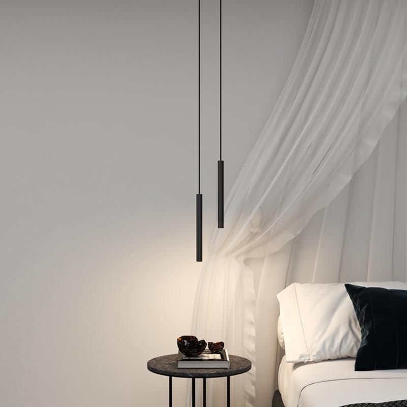 极简简床头吊间灯卧室现代e约小吊线灯全铝房餐厅吧台灯个性lZ-40