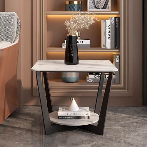 沙发边几轻奢现EHJ代简约方床头柜边柜桌大边理石板小岩几角茶几