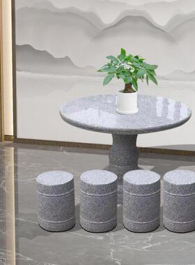 石桌石凳庭院墅花别大理石AL100744户外家圆桌仿古花岗岩园石头用