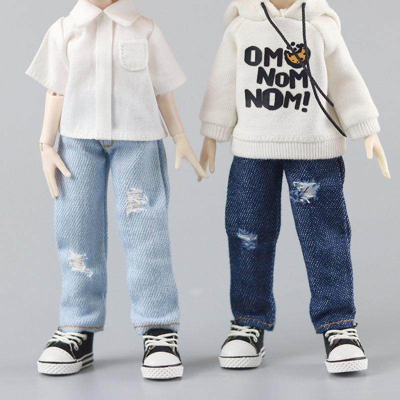 阿巳3娃衣阿巳3.0 破洞裤窄版牛仔长裤体大12分8分bjd修罗丸出逃