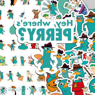 120张鸭嘴兽泰瑞贴纸童年动漫回忆可爱拟人动物diy笔记本手机