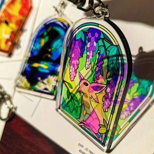 伊布的花园宠物小精灵宝可梦彩窗亚克力包挂件钥匙扣送闺蜜高颜值