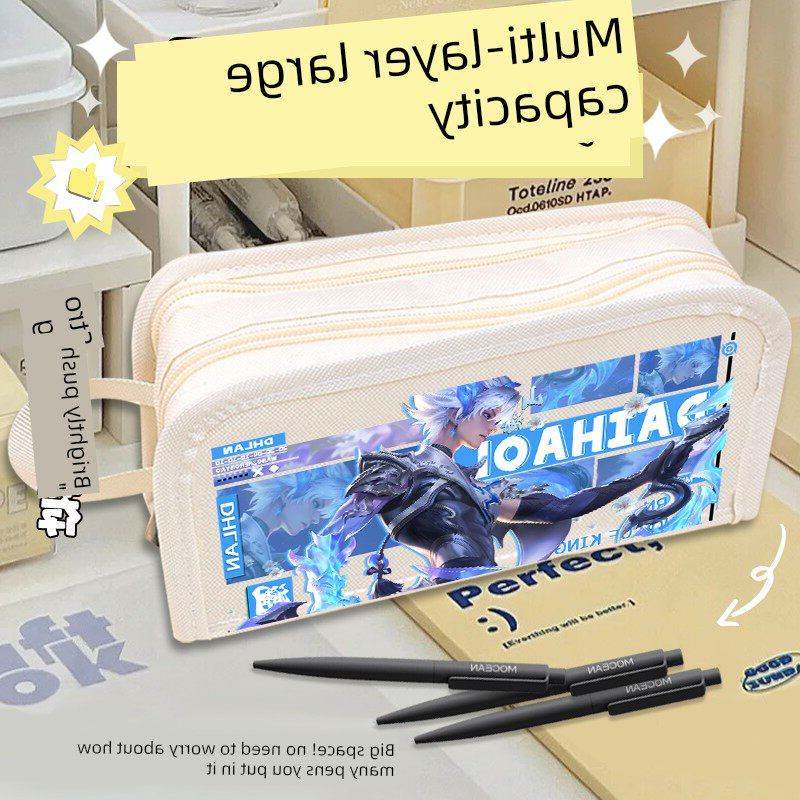 王者荣耀卡通笔袋施慈姚岚铅笔盒男女痛袋多功能文具小学帆布