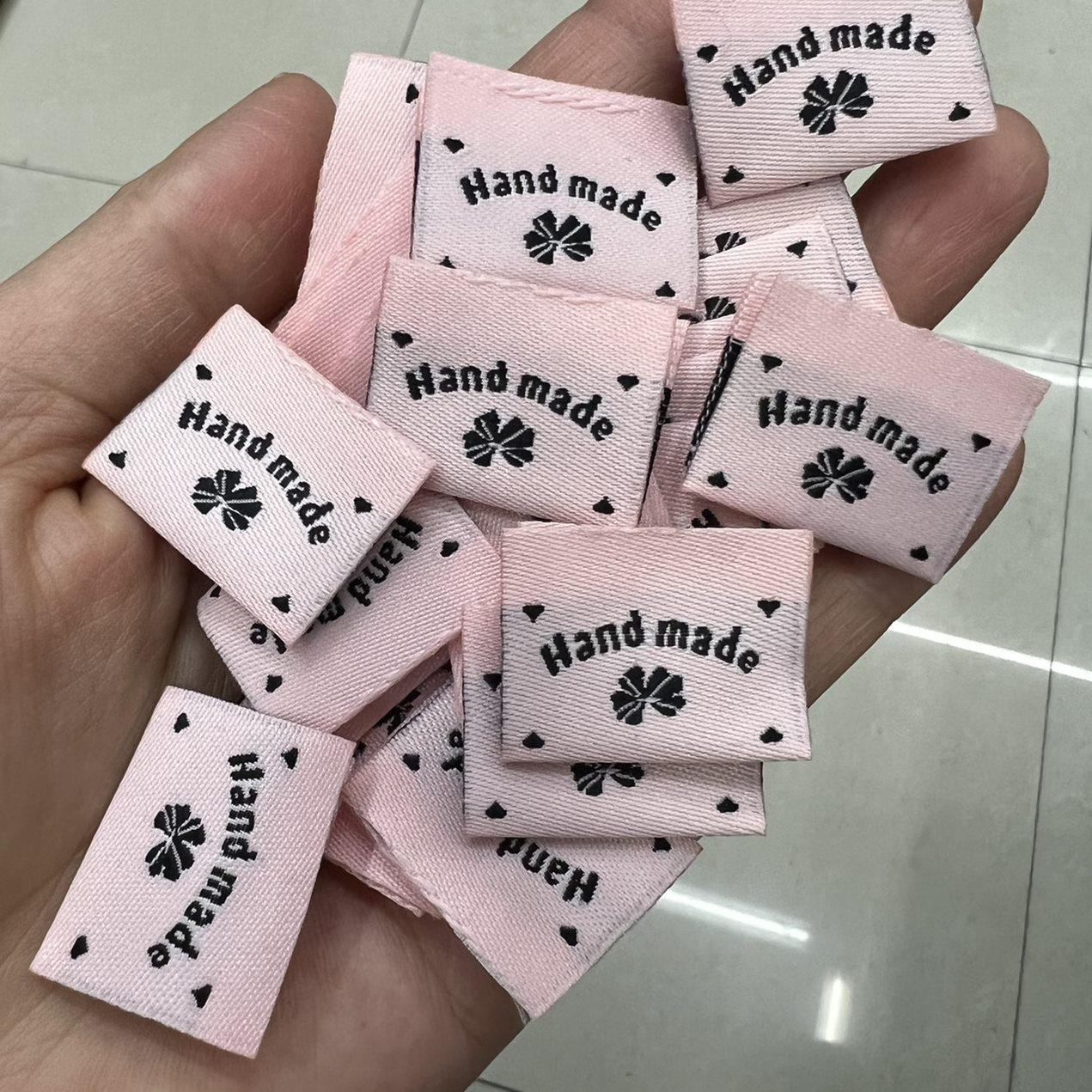 手作大肠卷布标对折标签定做辅料配件织标织嘪唛头纯棉领标现货