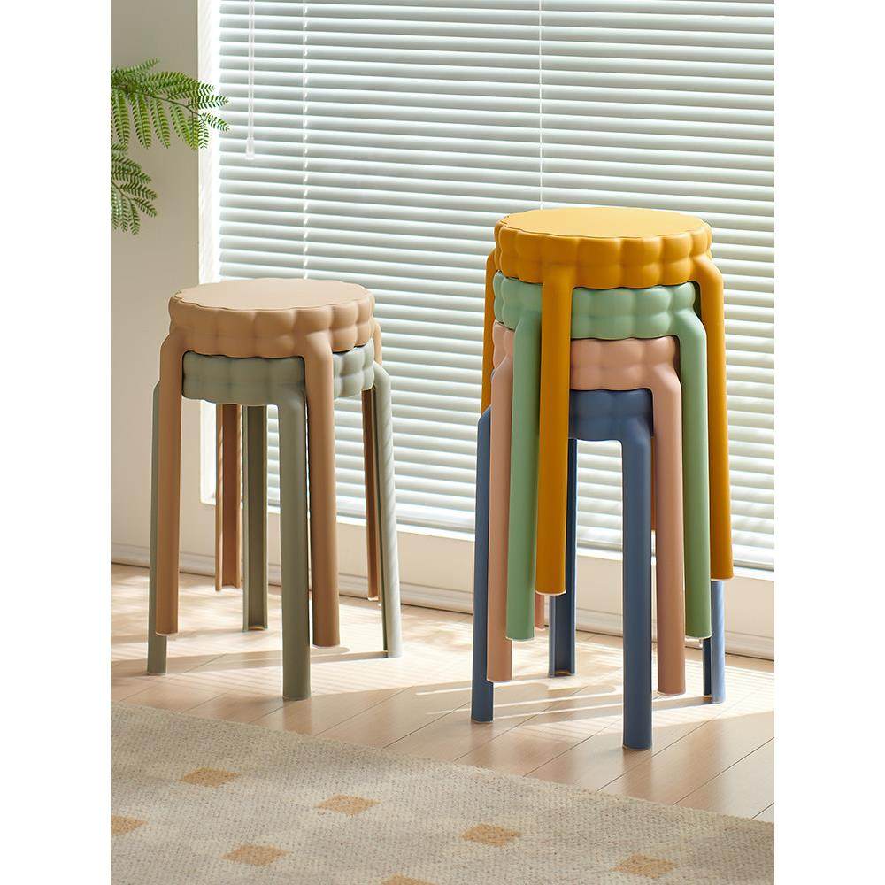 北欧塑料凳子加厚圆凳子可叠放网红高板凳家用餐桌凳备用梳妆凳子,住宅家具,其它凳子,淘宝优惠券,粉丝福利购,淘宝优惠卷