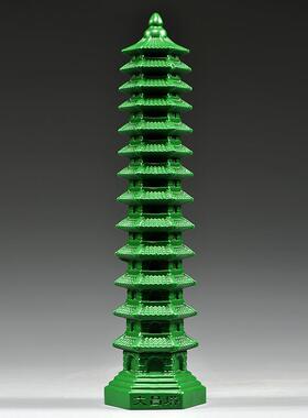 绿色文昌塔13层的木质绿色木雕实木2023十三层九层木制文昌塔木头