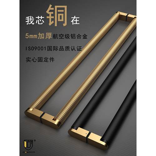 意式轻奢玻璃门拉手黑色对装酒店实木门把手金色法式大门拉手古铜