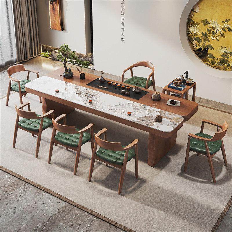 实木茶桌椅组合新中式原木大板茶台办公室家用轻奢岩板功夫泡茶桌,住宅家具,茶几,淘宝优惠券,粉丝福利购,淘宝优惠卷
