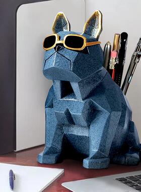 办公室笔筒摆件北欧轻奢狗狗客厅书房桌面创意可爱学生儿童小摆设