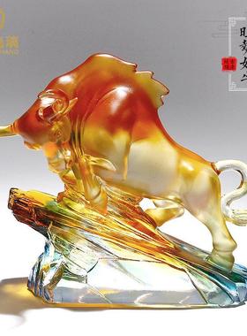 生肖牛摆件琉璃工艺品办公室客厅桌面装饰品公司店铺开业商务礼品