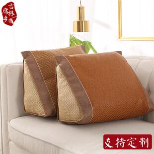 古林席乡床头靠垫套三角大靠背可拆洗竹藤草席凉席沙发腰靠抱枕套
