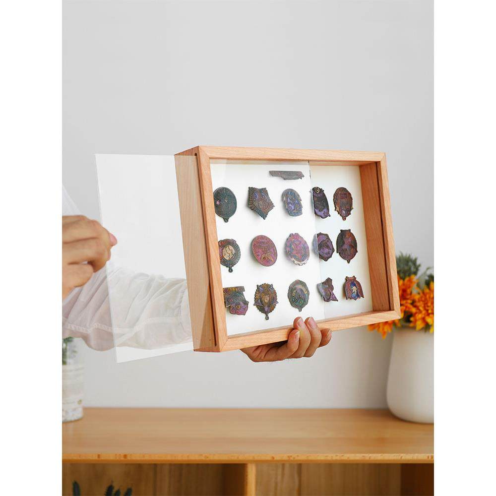 立体中空diy相框奖牌徽章邮票展示框定制实木标本框悬浮挂墙画框