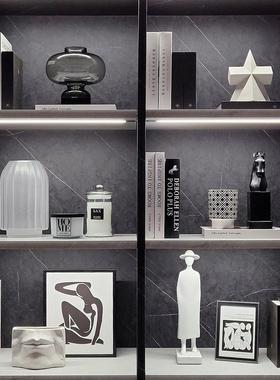 现代样板间软装饰品客厅书架轻奢家居摆件挂画杯蜡相架组合ZH2619