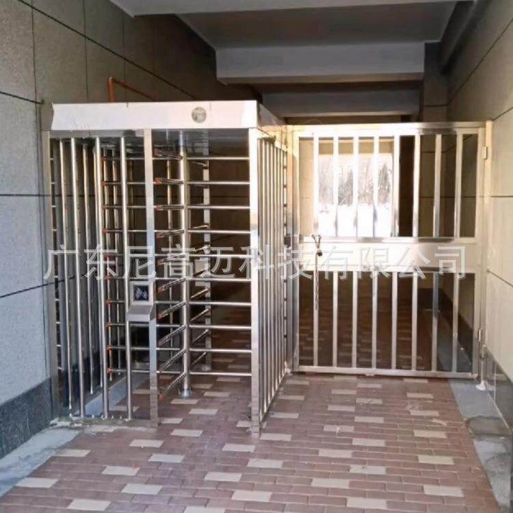 社区全高转闸旋转门监狱单通道防尾随十字栅栏门禁不锈钢挡杆滚轴