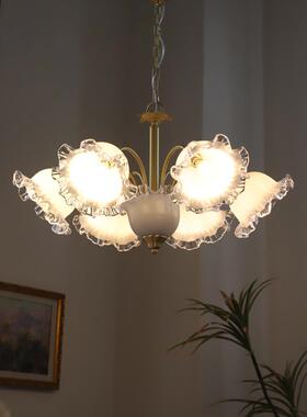 法式奶奢油白色玻璃吊灯SS-D7729 美厅式轻欧式客铜厅餐别墅卧室