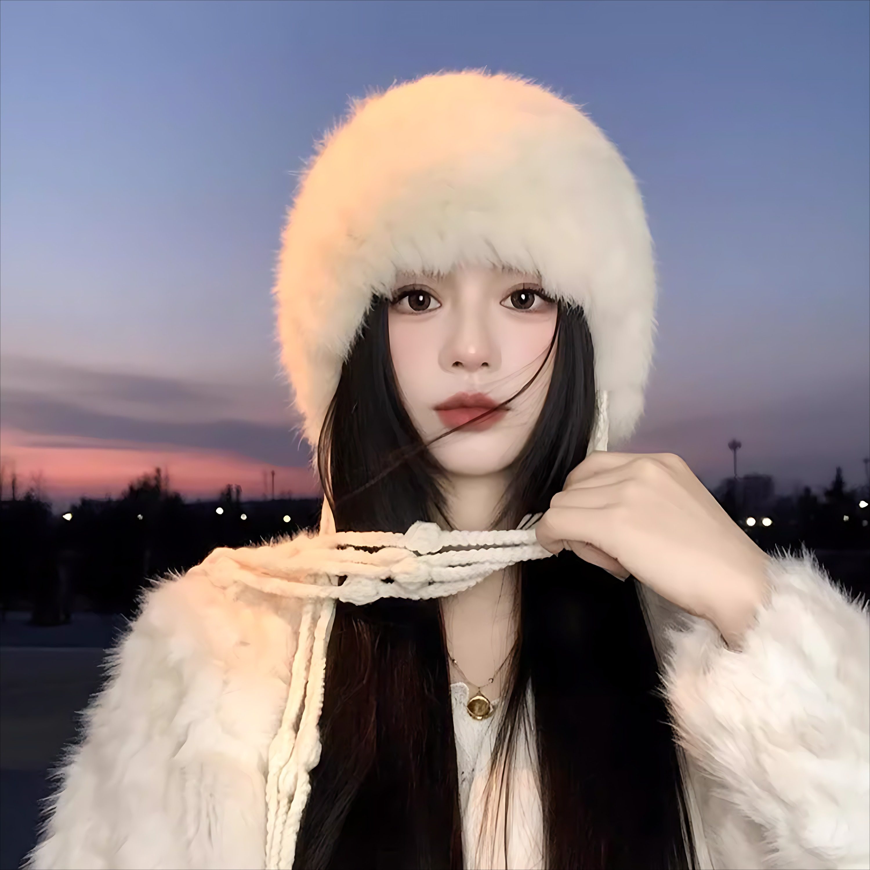 白色真兔毛针织渔夫帽子女款2025新款冬季毛绒护耳保暖流苏毛线帽,个性定制/设计服务/DIY,针织帽,淘宝优惠券,粉丝福利购,淘宝优惠卷