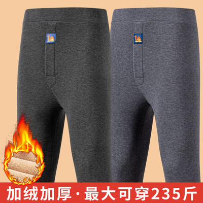 男士加大码驼绒保暖裤冬季御寒打底裤加绒加厚自发热毛裤高腰棉裤