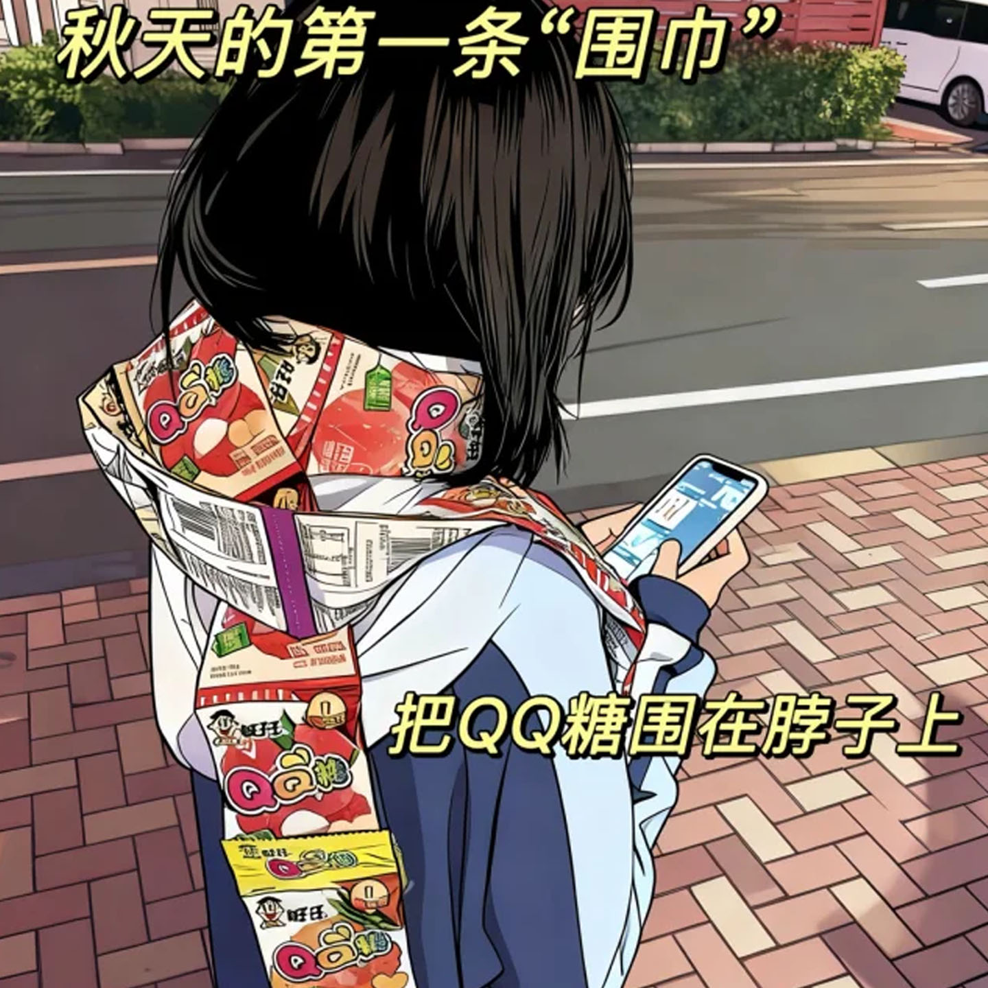 旺仔qq糖长条围巾连包长条小包装果汁糖水果糖摆摊一条连串多口味