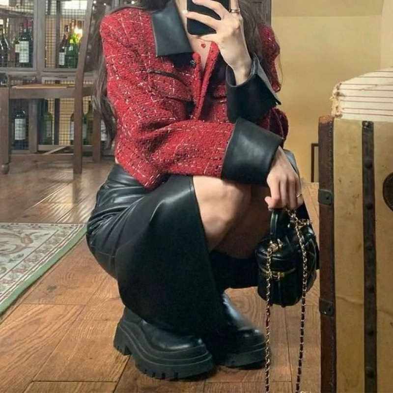 秋季装搭配富家千金外套皮裙韩剧小洋装两件套装女