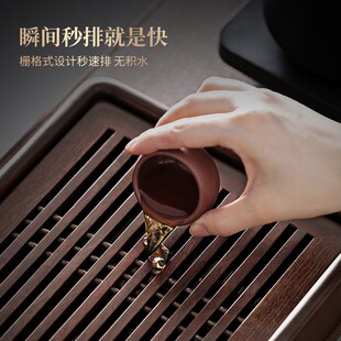 小型黑檀实木长方形干泡茶台一人用高级储水茶几 茶盘家用2024新款