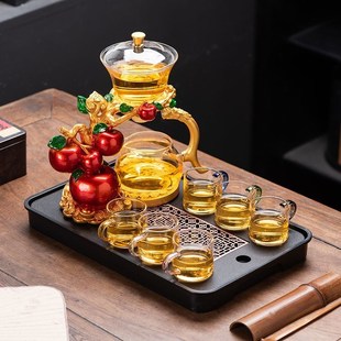家用功夫磁吸高档泡茶神器玻璃茶壶一整套 懒人自动泡茶器茶具套装