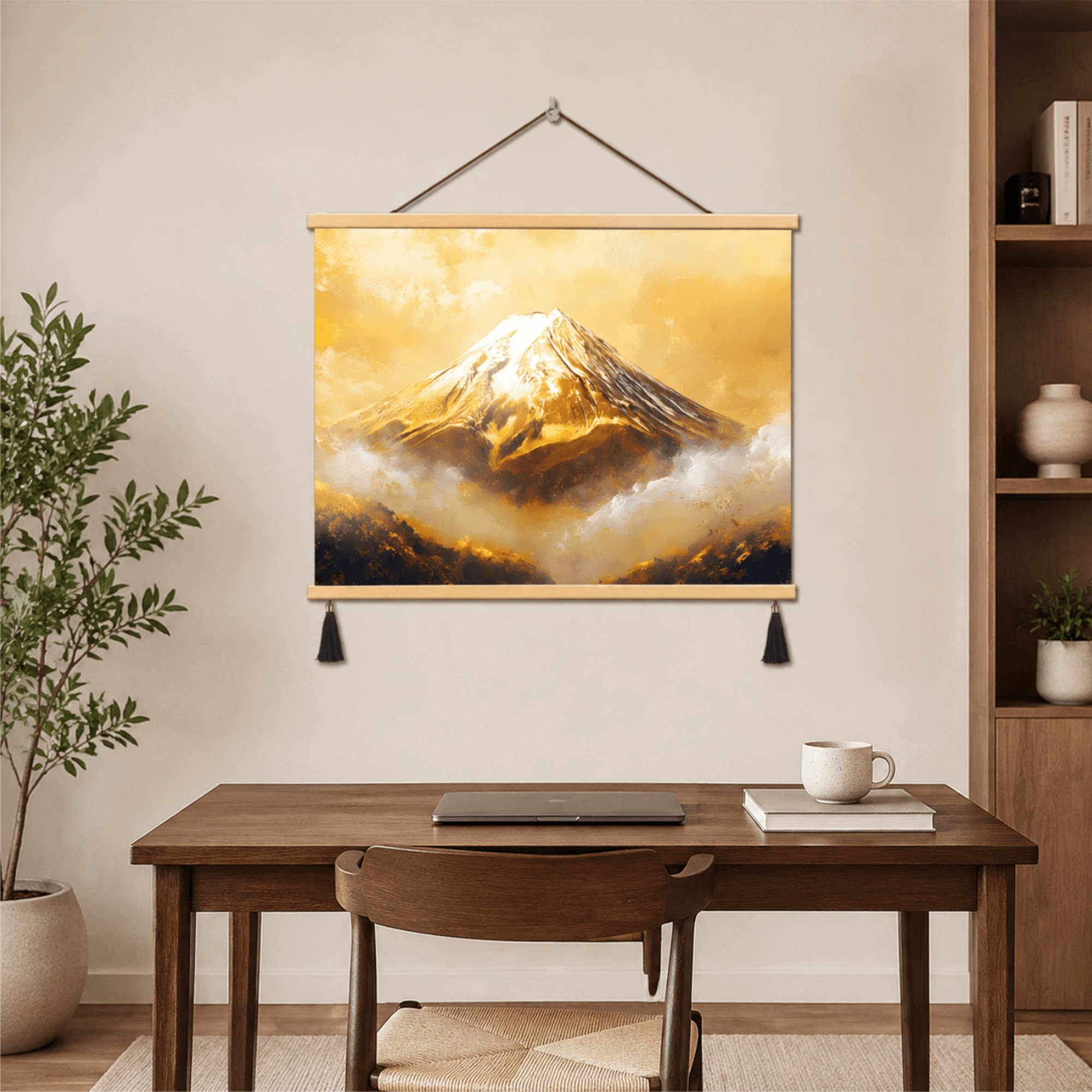轻奢高级感鎏金富士山装饰挂画客厅书房卧室玄关餐厅背景墙挂画