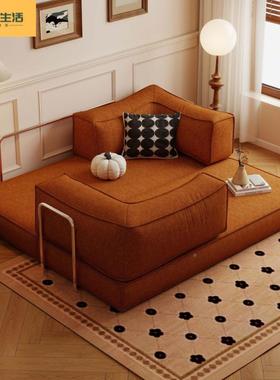 布艺沙发折叠两用布复沙发床约丁小户型中古风客厅双三简人710011