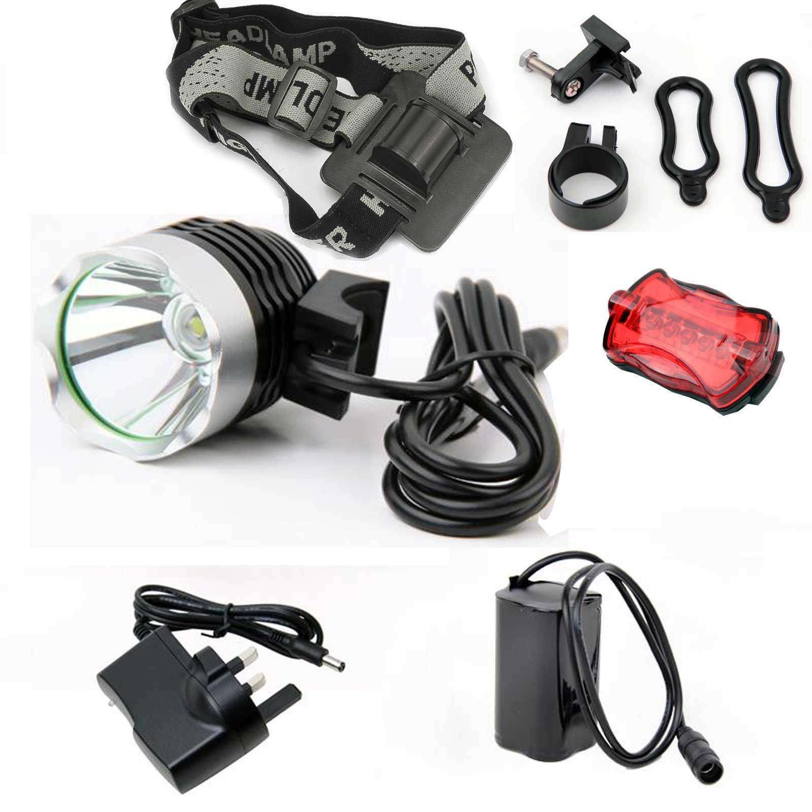 T6自行车灯车前灯夜骑光1T6L2强4时小单车配件行骑LED装备山地车