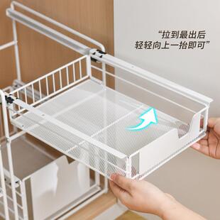 抽式浴UHN柜室下水槽置物架厨房橱柜分层生卫间洗手台盆抽屉收新