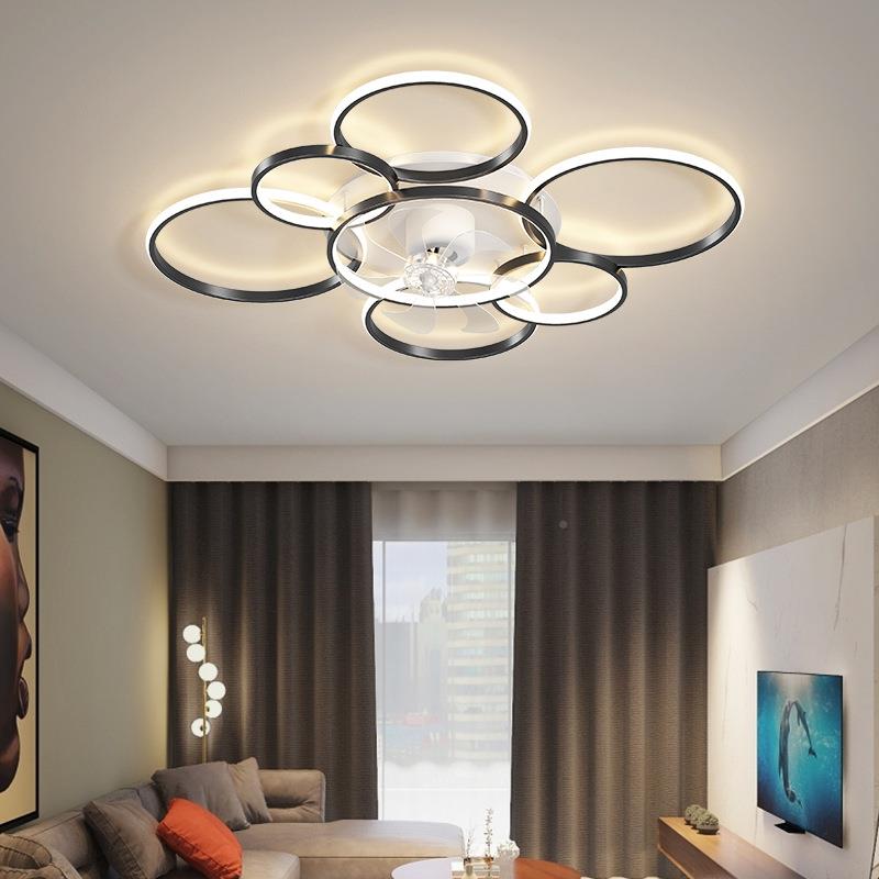 客摇头风扇灯轻755奢现餐代厅简家约用卧室吸顶电扇灯厅吊扇灯具