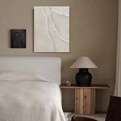 民纯手绘油画白客30211肌厅装饰画抽象海浪凹凸立体理卧室餐厅宿