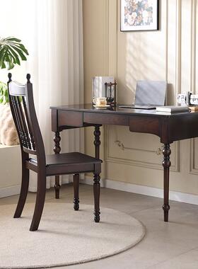 美全实式木书桌办书架一体简约JVW小户型公中古风家用字写台椅子