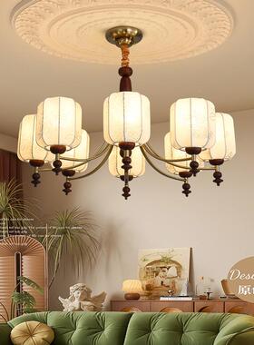 卧法式客厅吊灯古奶厅油风室RIZ灯复大中古胡桃木2025新款美式餐