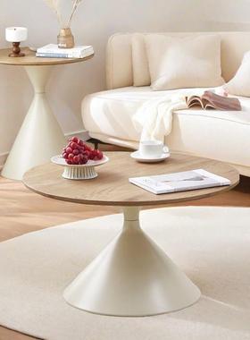 0奶油风茶几木客厅家用小户型简约现实代极简风2形2CZW5新款圆边