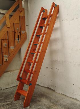 BJN8S58梯子复式阁楼楼梯室内直梯带扶手木单梯木质复古实一字爬