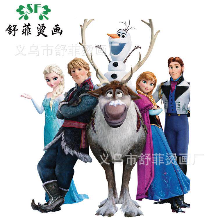 厂家柯式烫画儿卡服QBD装logo烫画圣诞通冰雪童奇定缘热转印烫画