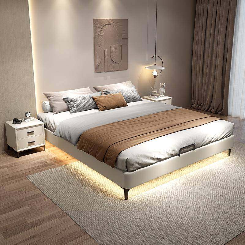 轻奢榻榻米皮床约现简实木无代靠背床架子排2骨架见描述1.米1.5无